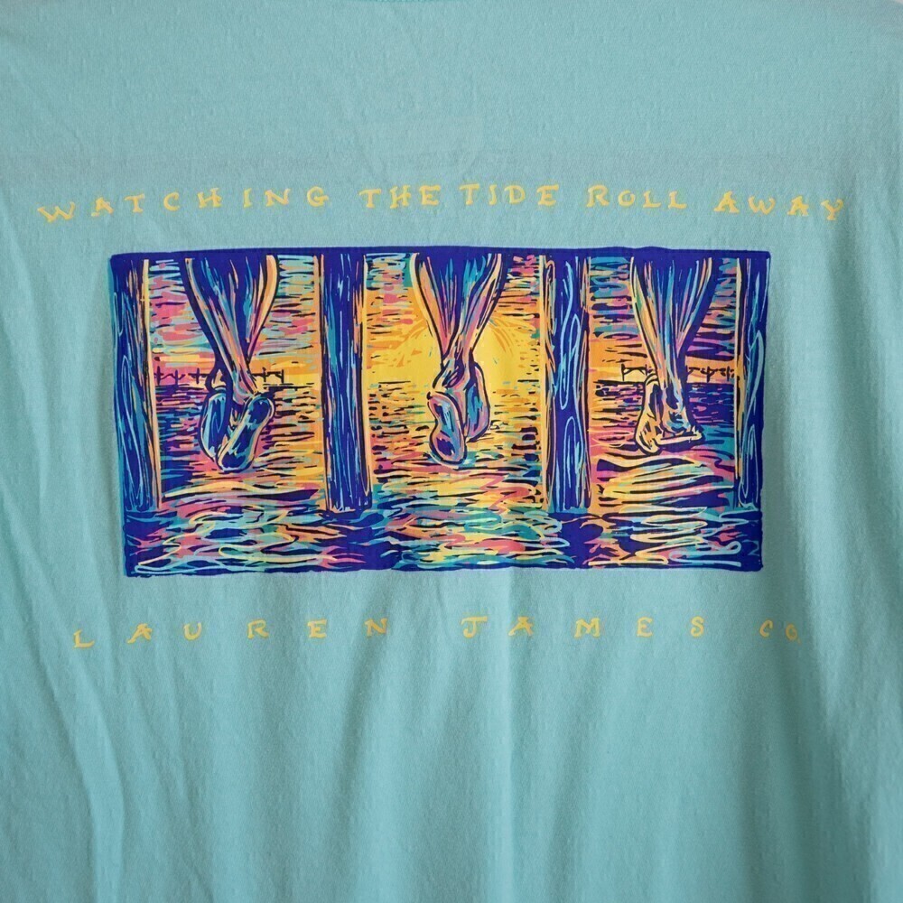 Lauren James "Watching the Tide Roll Away" teal tshirt-S